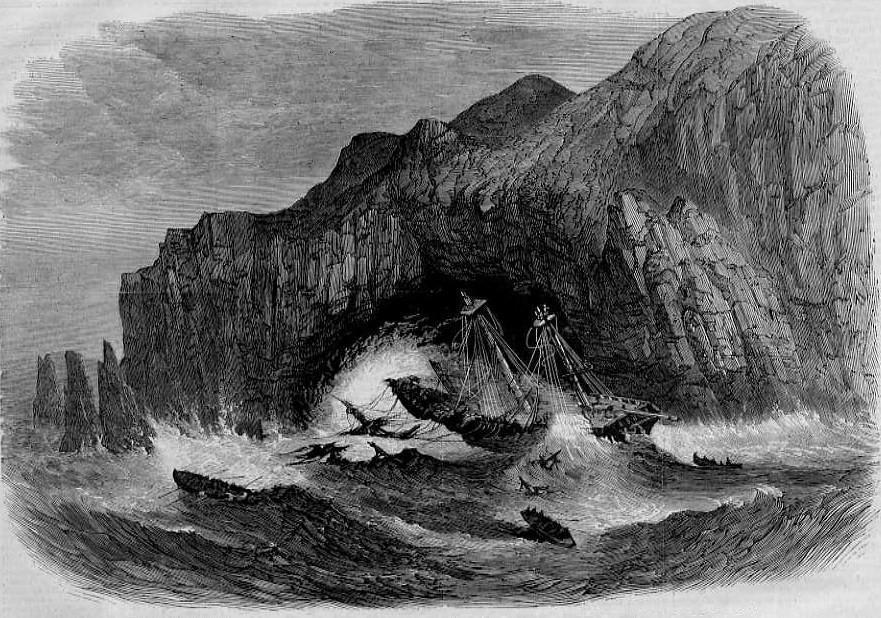 Drawing of Wreck of ship General Grant, Auckland Island 1868