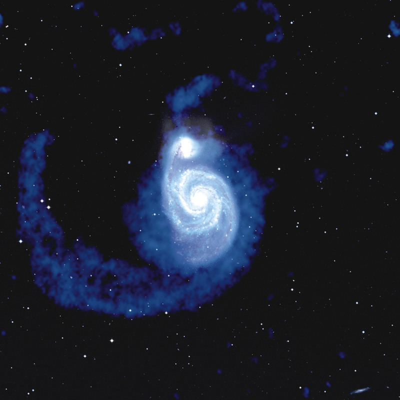 Whirlpool Galaxy using radio and visible light wavelengths.
