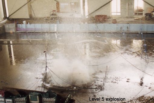 Water-tank explosion experiment explosion.