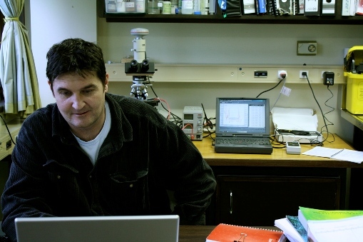Dr Miles Lamare in his office at Portobello Marine Laboratory.