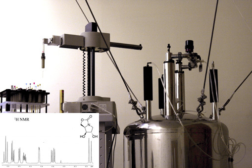 NMR machine detects molecules in the solution and spectra graph