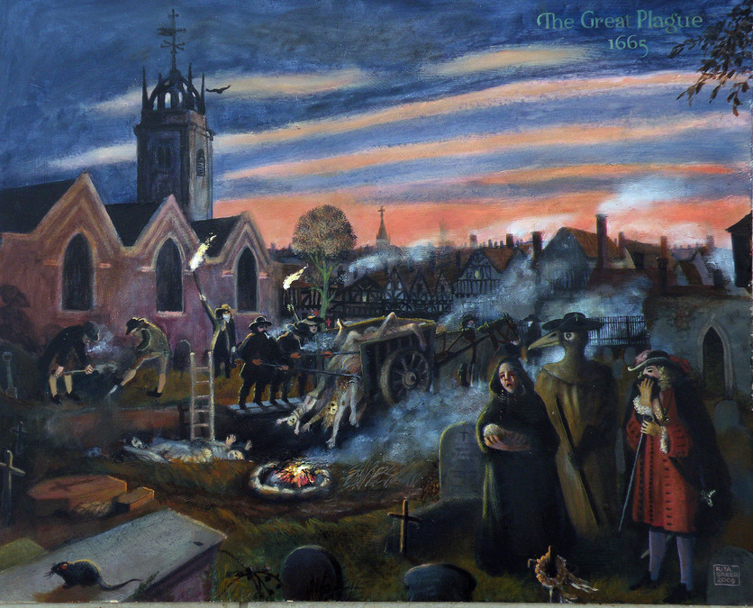 2009 Artist’s depiction of a street scene, Great Plague of 1665.