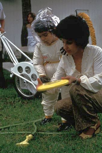 A young David Vetter in a specially made NASA suit