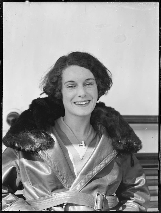Portrait of aviator Jean Batten taken by Leo White, 16 Oct 1936