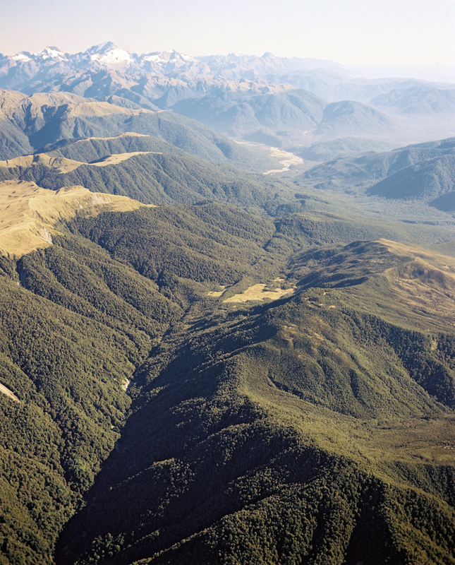 View from above of the Alpine Fault trace, New Zealand