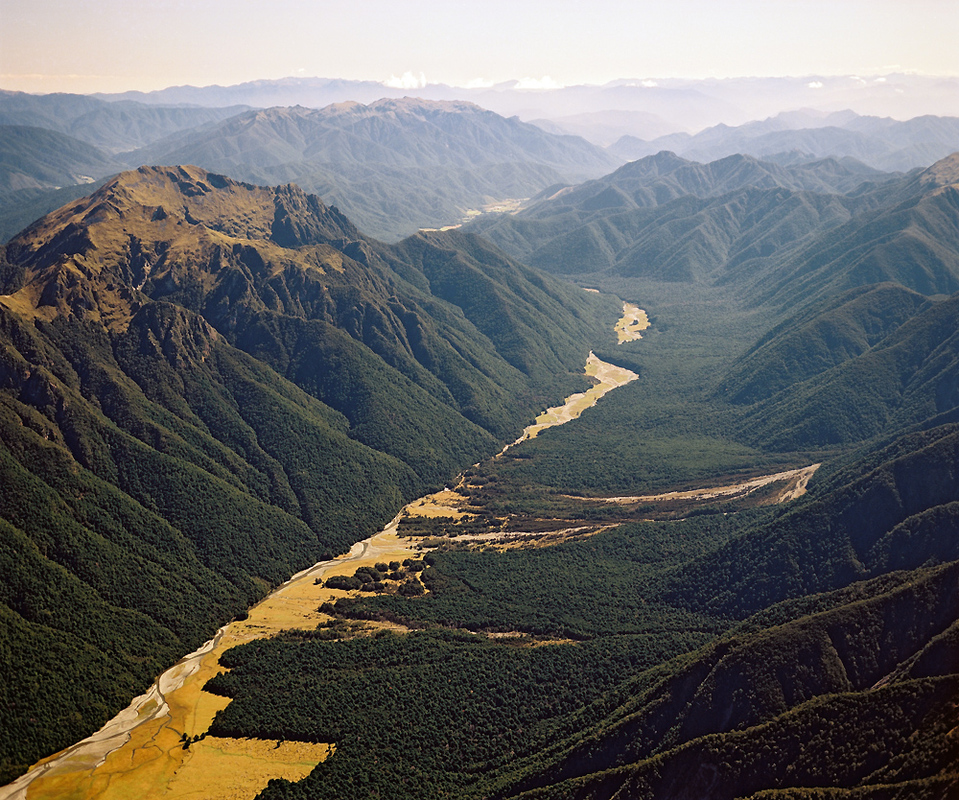 Glenroy River, New Zealand, follows part of the Alpine Fault
