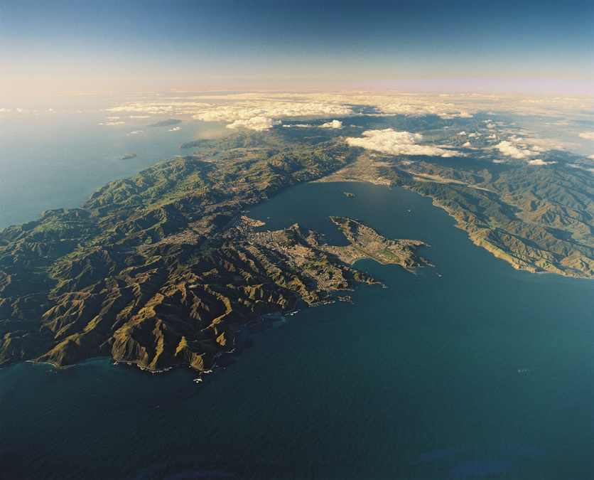 Ariel view of Wellington fault lines in New Zealand.