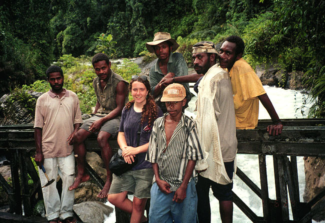 Dr Laura Wallace and field helpers, Papua New Guinea 2000.