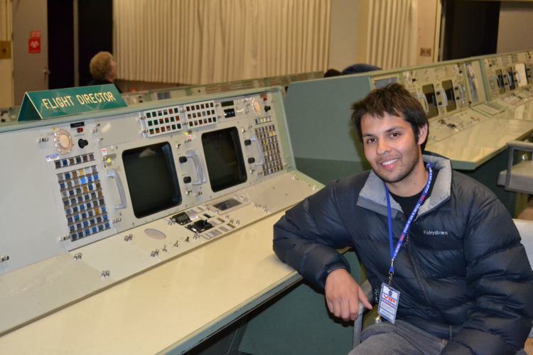 Avinash Rao in the Apollo Mission Control room