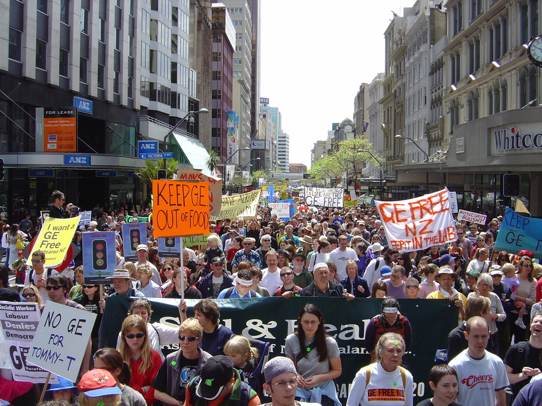Genetic modification public protest march, 2003, Auckland, NZ.