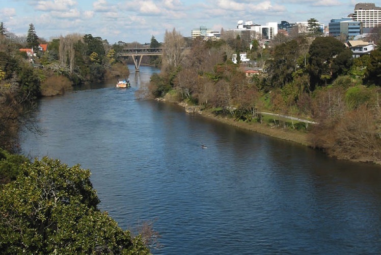 Waikato River running through Hamilton, New Zealand.
