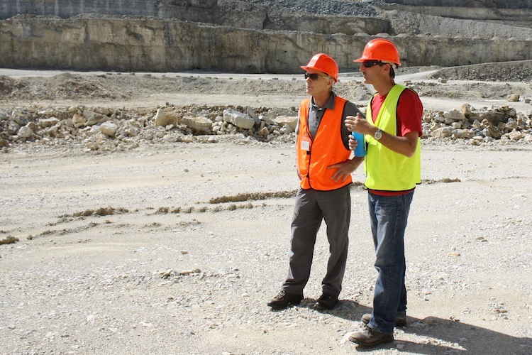 Two men in safety gear at McDonald’s Lime Oparure Quarry site