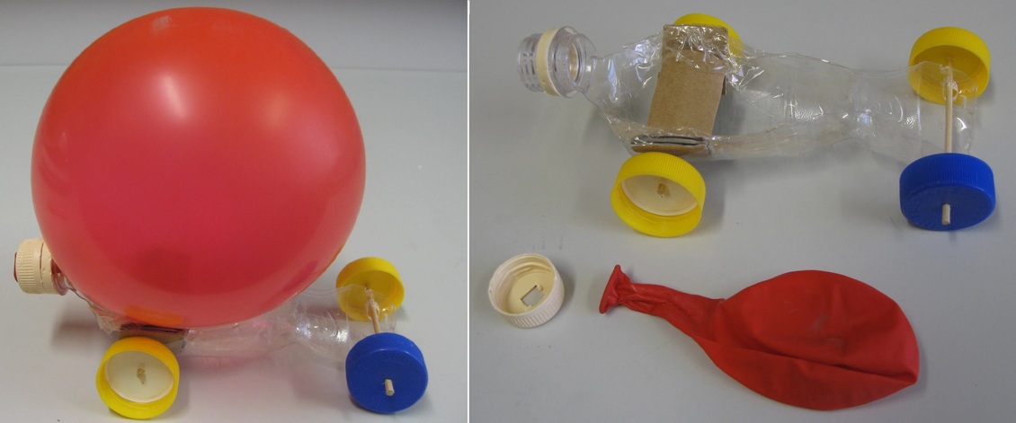 Equipment and set up for making a balloon car.