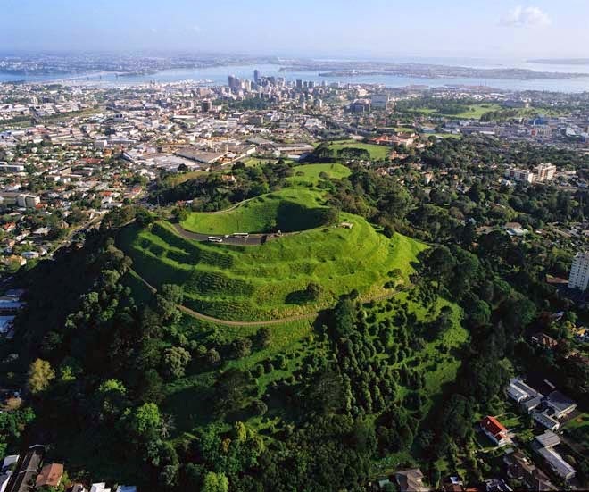 View looking down at Maungawhau (Mt Eden), Auckland, New Zealand