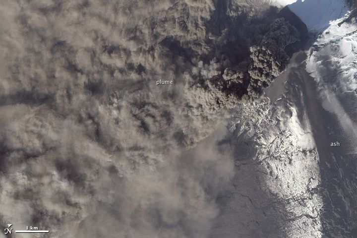 Volcanic ash plume from Eyjafjallajökull Volcano in 2010.
