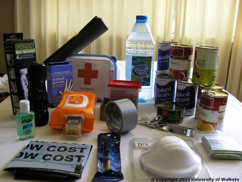 Disaster kit with some items that you will need in an emergency