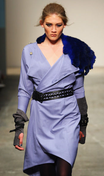Model in blue dress at the 2008 New Zealand Fashion Week catwalk