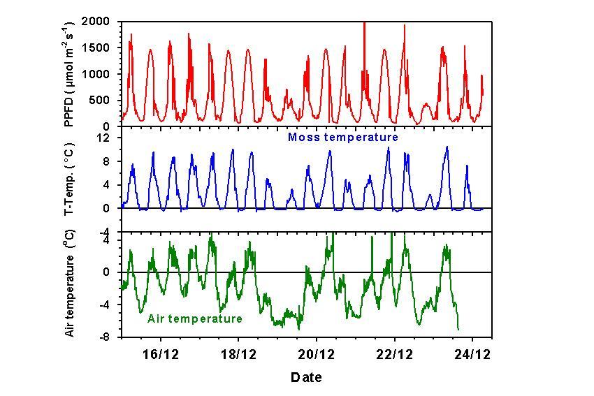 Antarctica air temperature table/graphs from December 2012.