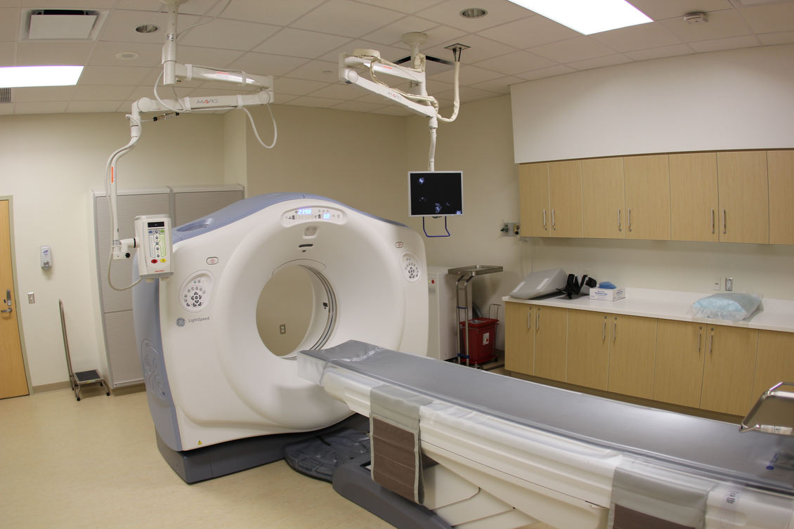 An empty CT Scanner machine at a hospital.