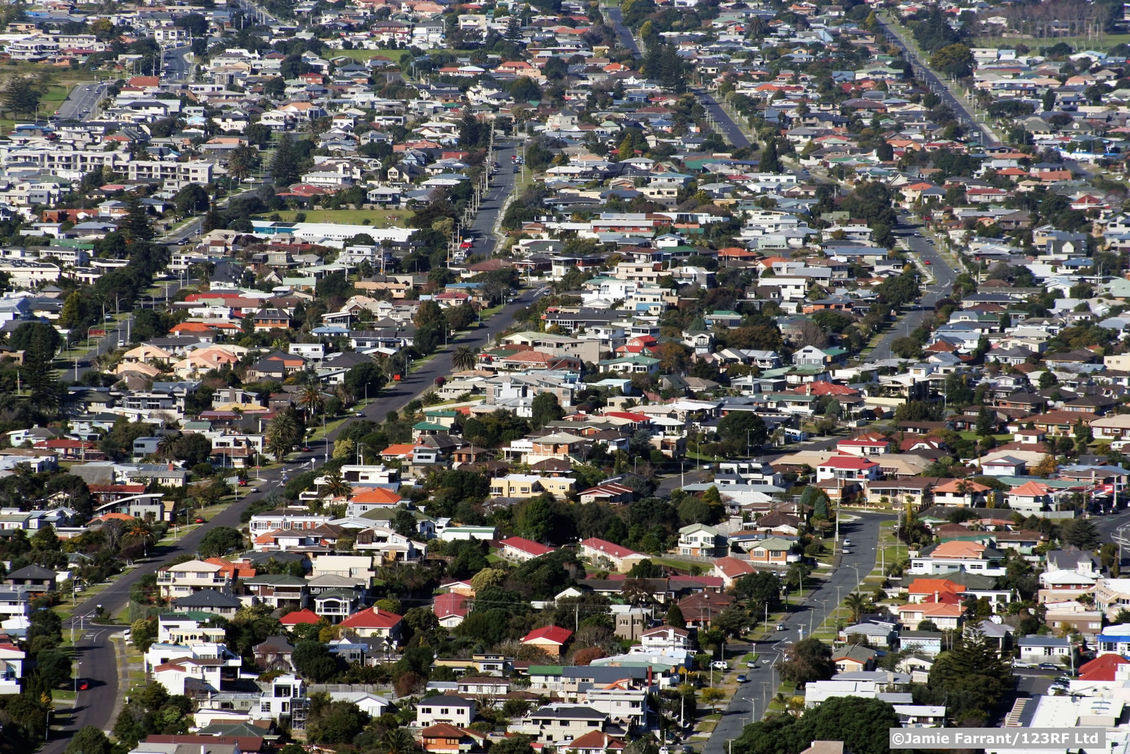 Aerial view of New Zealand houses at Mount Maunganui.