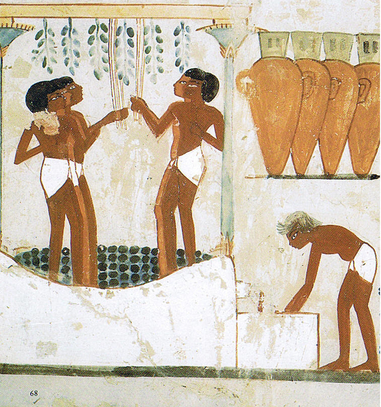 Painting from a tomb of an Egyptian official of wine making