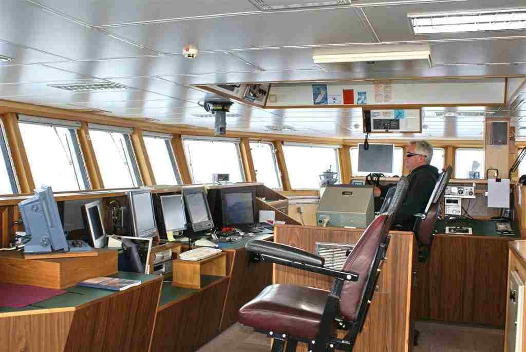 Evan Solley on the bridge on the research vessel Tangoroa.