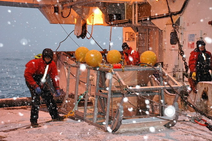 Brenke epibenthic sled being prepared for deployment in Ross Sea