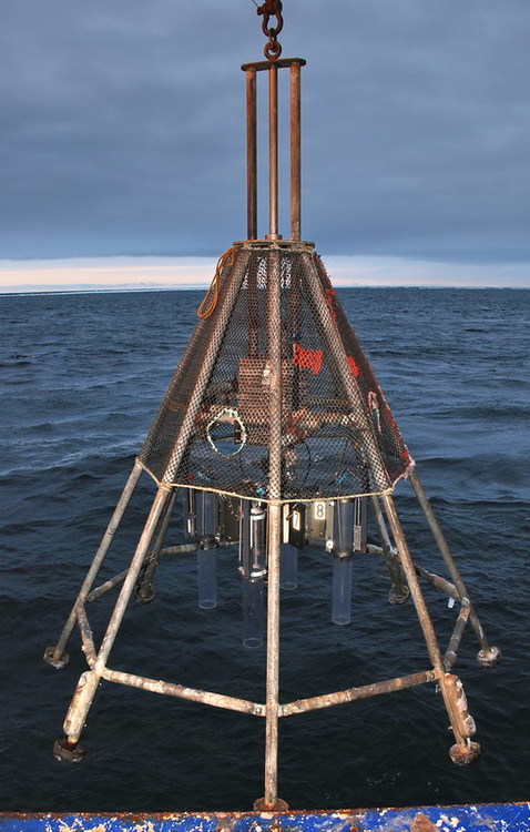 Deploying the multicorer from the research vessel Tangaroa