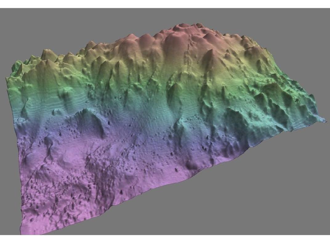 Multibeam map of the flanks of a seamount