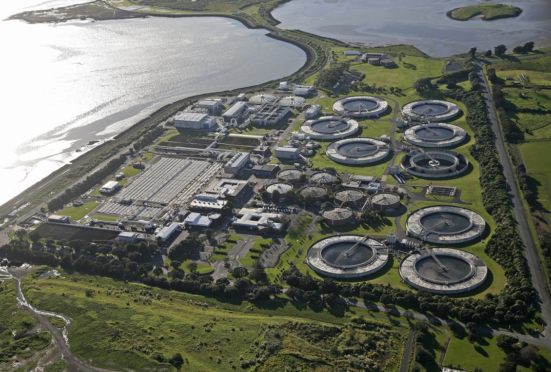 Aerial photo of the Mangere Wastewater Treatment Plant, NZ.