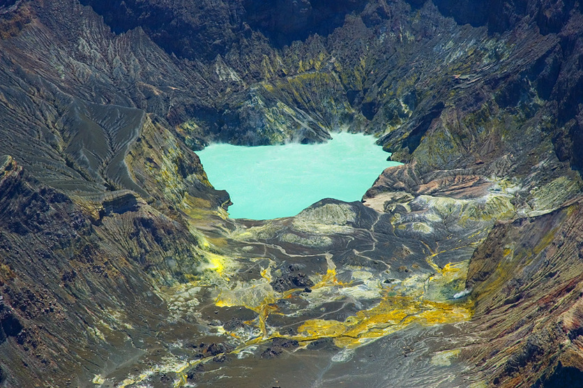 Looking down at a Geothermal vent on Whakaari/White Island.