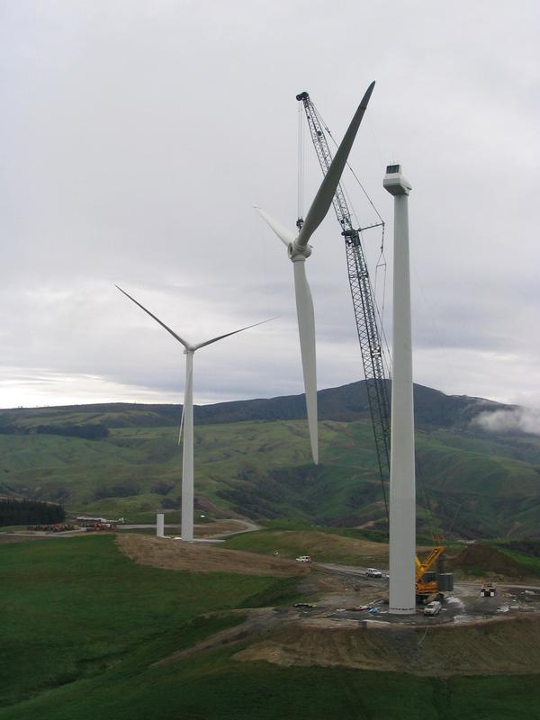The Te Apiti Wind farm under construction, New Zealand.