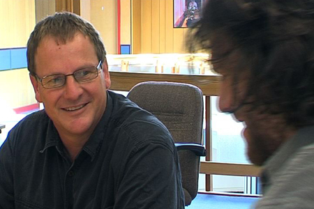 Peter Hall with George Estcourt, energy engineer at Scion.