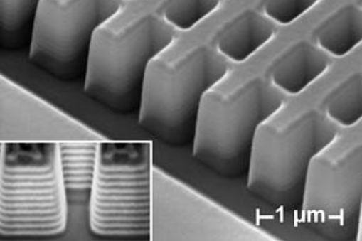 Scanning electron microscope image of a fabricated metamaterial