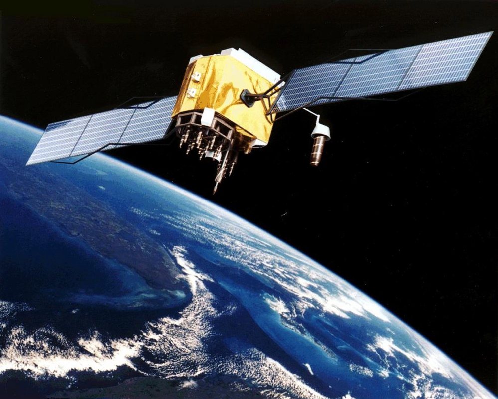Artist's conception of GPS Block II-F satellite in Earth orbit.