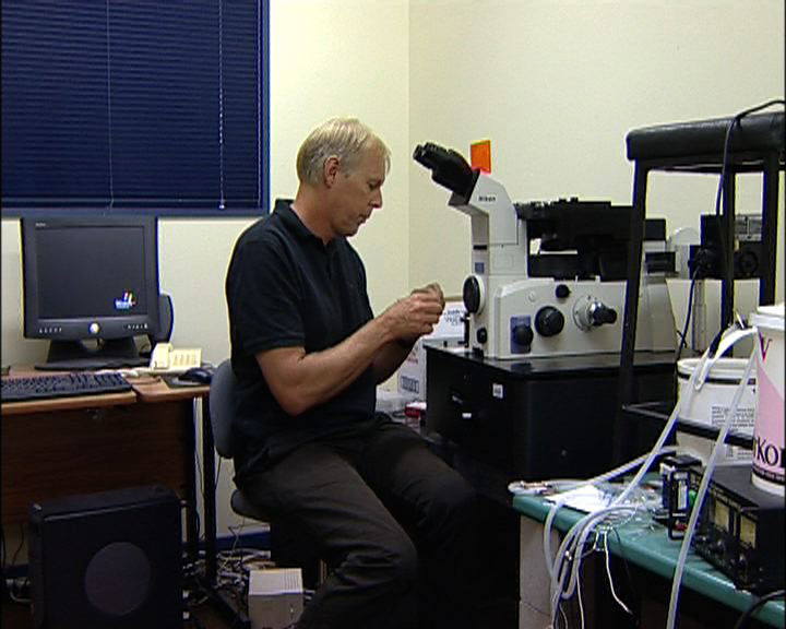 Prof Richard Haverkamp with an atomic force microscope.