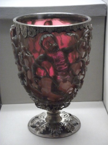 a glass chalice, the Lycurgus Cup.