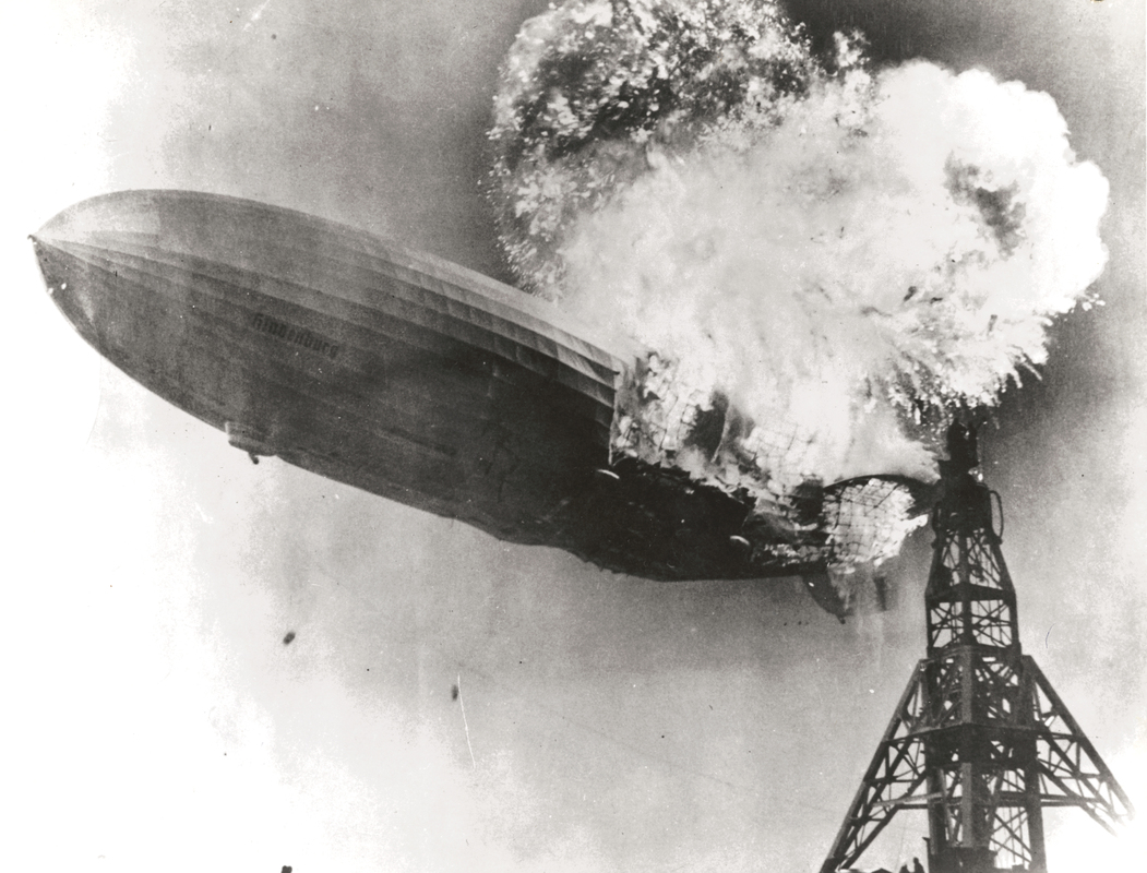Hindenburg airship explosion mid-air 1937.