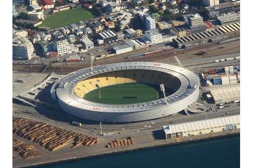 Aerial view of the Wellington Regional Stadium, New Zealand.