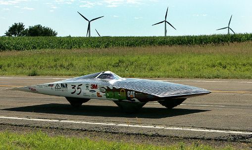 A solar powered race car. 