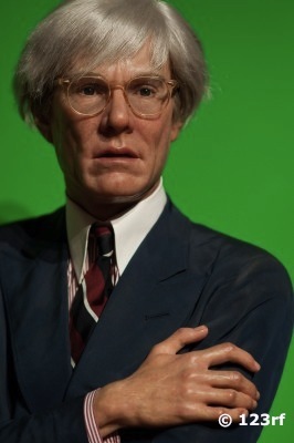 Wax figure of Andy Warhol at Madame Tussauds in New York