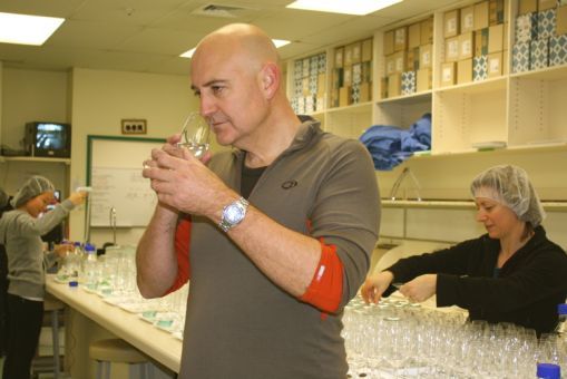 Dr Richard Newcomb smells a sample at molecular sensing lab