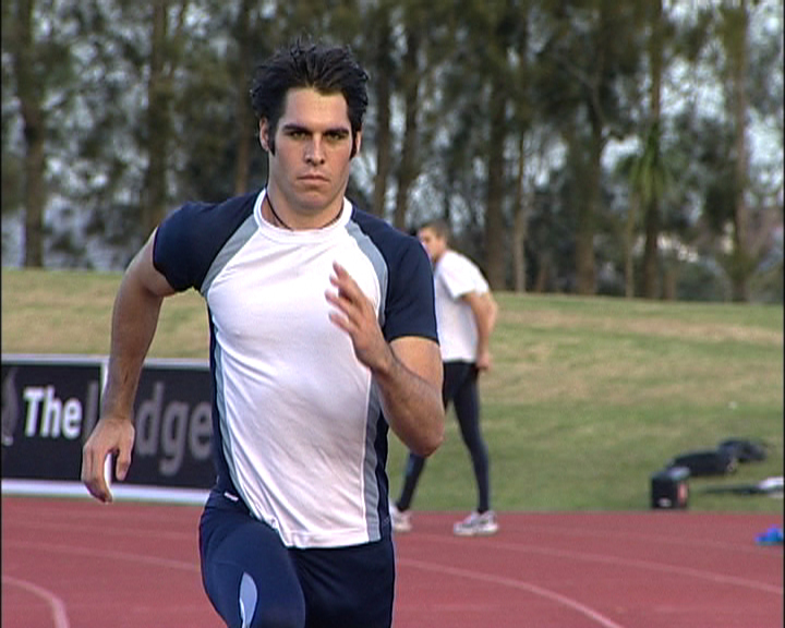 New Zealand sprinter James Dolphin training.