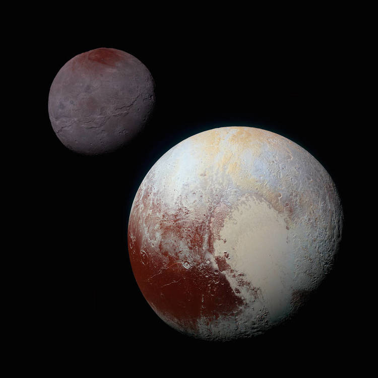 Composite and enhanced colour images of Pluto and Charon