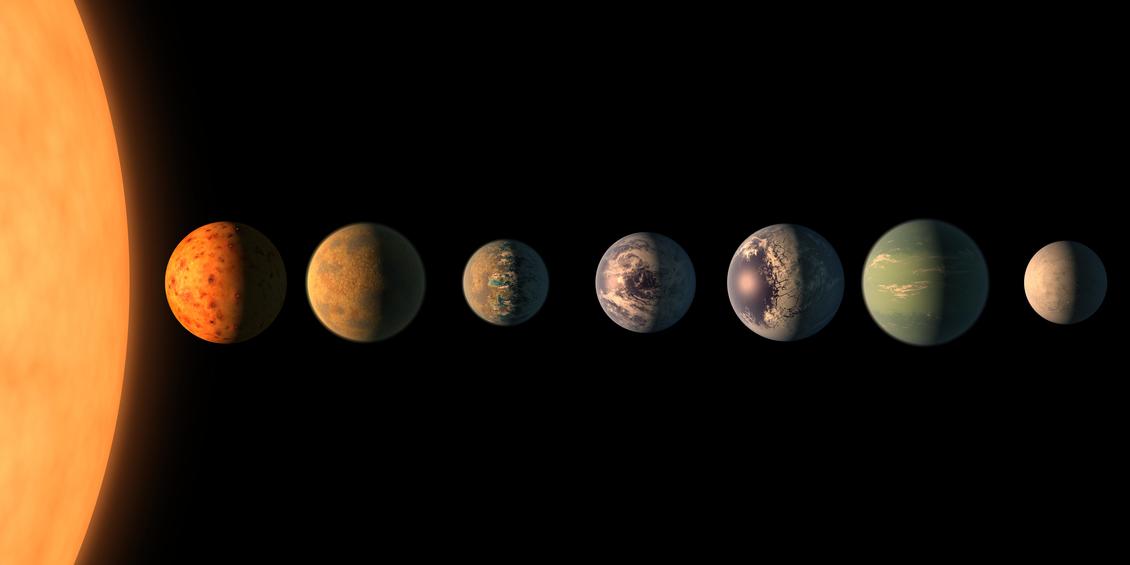 Artist’s depiction of the TRAPPIST-1 planetary system. 