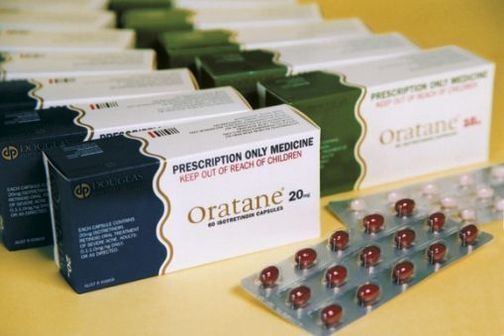Boxes and pill of the scne treatment Oratane.