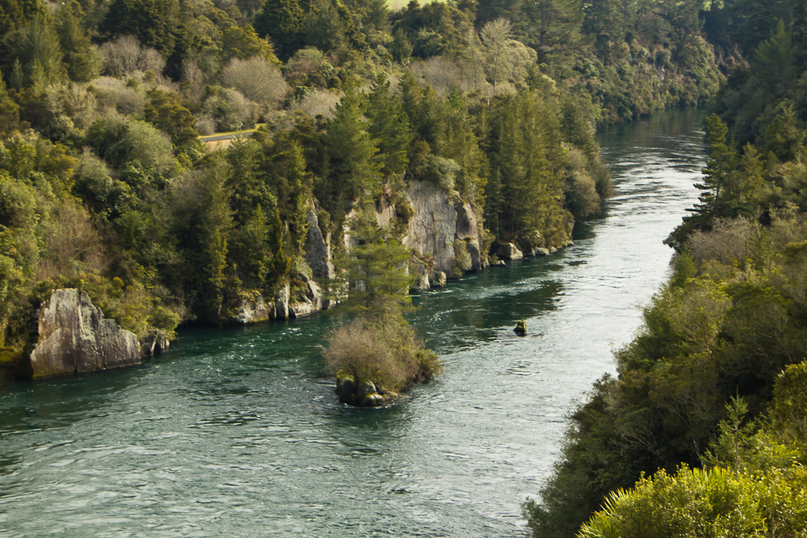 The Waikato River, NZ just north of Whakamaru Dam Power Station.