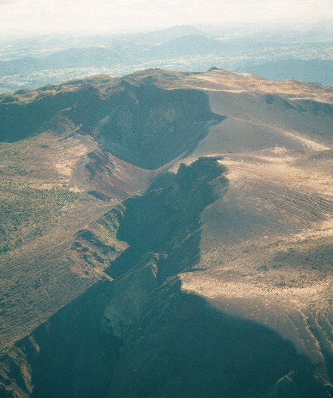 Series of craters on the north side of Mount Tarawera from above