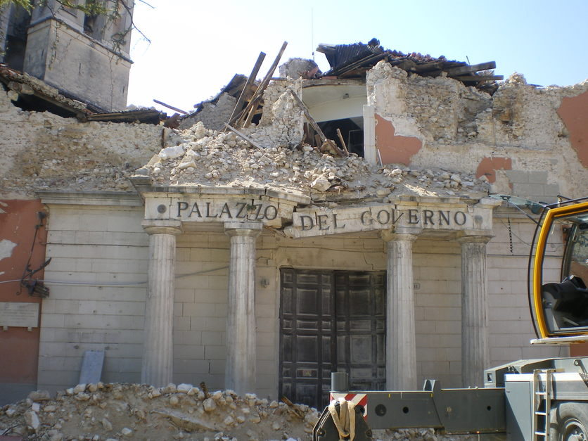 Italian government office damaged from the April 2009 earthquake