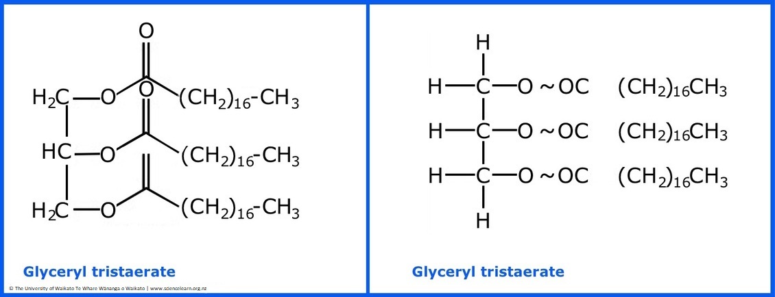 Glyceryl tristaerate skeletal formula